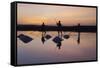 Vietnam. Doc Let Salt lake. Workers harvesting the salt. Early morning sunrise.-Tom Norring-Framed Stretched Canvas