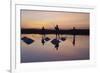 Vietnam. Doc Let Salt lake. Workers harvesting the salt. Early morning sunrise.-Tom Norring-Framed Photographic Print