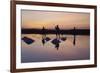 Vietnam. Doc Let Salt lake. Workers harvesting the salt. Early morning sunrise.-Tom Norring-Framed Photographic Print