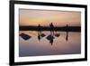 Vietnam. Doc Let Salt lake. Workers harvesting the salt. Early morning sunrise.-Tom Norring-Framed Photographic Print