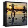 Vietnam. Doc Let Salt lake. Workers harvesting the salt. Early morning sunrise.-Tom Norring-Framed Stretched Canvas