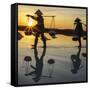 Vietnam. Doc Let Salt lake. Workers harvesting the salt. Early morning sunrise.-Tom Norring-Framed Stretched Canvas