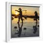 Vietnam. Doc Let Salt lake. Workers harvesting the salt. Early morning sunrise.-Tom Norring-Framed Photographic Print