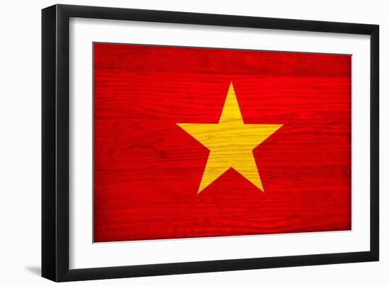 Vietnam Flag Design with Wood Patterning - Flags of the World Series-Philippe Hugonnard-Framed Art Print