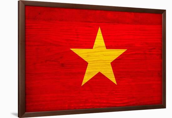 Vietnam Flag Design with Wood Patterning - Flags of the World Series-Philippe Hugonnard-Framed Art Print