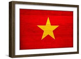 Vietnam Flag Design with Wood Patterning - Flags of the World Series-Philippe Hugonnard-Framed Premium Giclee Print