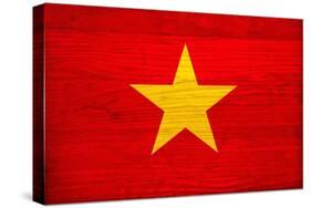 Vietnam Flag Design with Wood Patterning - Flags of the World Series-Philippe Hugonnard-Stretched Canvas
