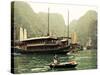 Vietnam, Halong Bay and Tourist Junk Boat-Steve Vidler-Stretched Canvas