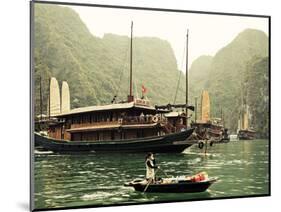 Vietnam, Halong Bay and Tourist Junk Boat-Steve Vidler-Mounted Photographic Print