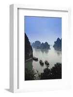 Vietnam, Halong Bay, Tourist Boats Anchor at the Cave of Marvels-Walter Bibikow-Framed Photographic Print