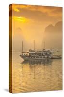 Vietnam, Halong Bay, Tourist Boats, Sunrise-Walter Bibikow-Stretched Canvas