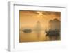 Vietnam, Halong Bay, Tourist Boats, Sunrise-Walter Bibikow-Framed Photographic Print