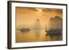 Vietnam, Halong Bay, Tourist Boats, Sunrise-Walter Bibikow-Framed Photographic Print