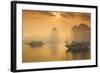 Vietnam, Halong Bay, Tourist Boats, Sunrise-Walter Bibikow-Framed Photographic Print