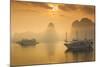 Vietnam, Halong Bay, Tourist Boats, Sunrise-Walter Bibikow-Mounted Photographic Print