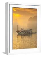Vietnam, Halong Bay, Tourist Boats, Sunrise-Walter Bibikow-Framed Photographic Print