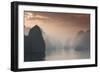 Vietnam, Halong Bay, Tourist Boats, Sunrise-Walter Bibikow-Framed Photographic Print