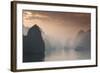 Vietnam, Halong Bay, Tourist Boats, Sunrise-Walter Bibikow-Framed Photographic Print