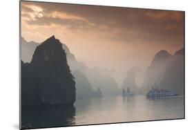 Vietnam, Halong Bay, Tourist Boats, Sunrise-Walter Bibikow-Mounted Photographic Print