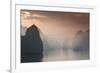 Vietnam, Halong Bay, Tourist Boats, Sunrise-Walter Bibikow-Framed Photographic Print