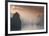 Vietnam, Halong Bay, Tourist Boats, Sunrise-Walter Bibikow-Framed Photographic Print