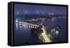 Vietnam, Hanoi. Elevated City View by Tay Ho, West Lake, Dusk-Walter Bibikow-Framed Stretched Canvas