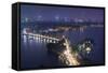 Vietnam, Hanoi. Elevated City View by Tay Ho, West Lake, Dusk-Walter Bibikow-Framed Stretched Canvas