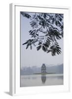 Vietnam, Hanoi. Hoan Kiem Lake and Thap Rua, Turtle Pagoda-Walter Bibikow-Framed Photographic Print
