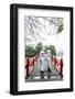 Vietnam, Hanoi, Hoan Kiem Lake. Walking on Huc Bridge in Traditional Ao Dai Dress-Matteo Colombo-Framed Photographic Print