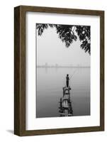 Vietnam, Hanoi. Tay Ho, West Lake, Fisherman-Walter Bibikow-Framed Photographic Print