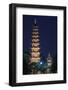 Vietnam, Hanoi. Tay Ho, West Lake, Tran Quoc Pagoda, Dusk-Walter Bibikow-Framed Photographic Print