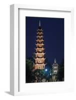 Vietnam, Hanoi. Tay Ho, West Lake, Tran Quoc Pagoda, Dusk-Walter Bibikow-Framed Photographic Print