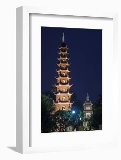 Vietnam, Hanoi. Tay Ho, West Lake, Tran Quoc Pagoda, Dusk-Walter Bibikow-Framed Photographic Print