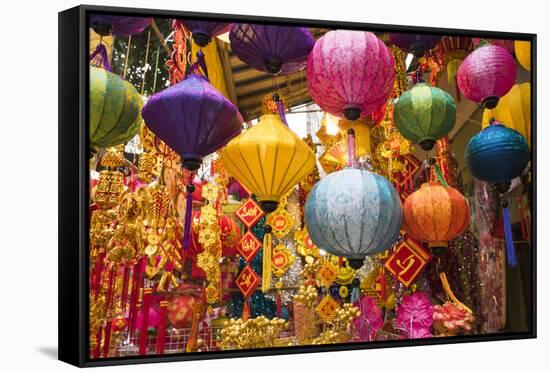 Vietnam, Hanoi. Tet Lunar New Year, Holiday Decorations for Sale-Walter Bibikow-Framed Stretched Canvas