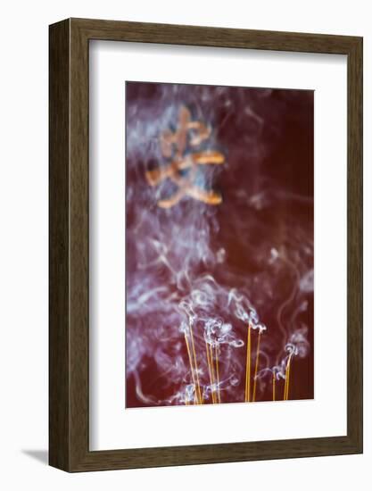 Vietnam, Ho Chi Minh City, Cholon, Chinatown Area, Phuoc an Hoi Quan Pagoda, Burning Incense-Walter Bibikow-Framed Photographic Print