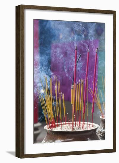 Vietnam, Ho Chi Minh City. Cholon, Chinatown Area, Thien Hau Pagoda, Burning Incense-Walter Bibikow-Framed Photographic Print