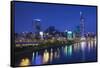 Vietnam, Ho Chi Minh City. City View with Bitexco Tower Along the Ben Nghe Canal, Dusk-Walter Bibikow-Framed Stretched Canvas