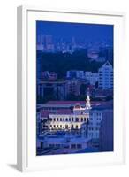 Vietnam, Ho Chi Minh City. People's Committee Building, Elevated City View, Dusk-Walter Bibikow-Framed Photographic Print