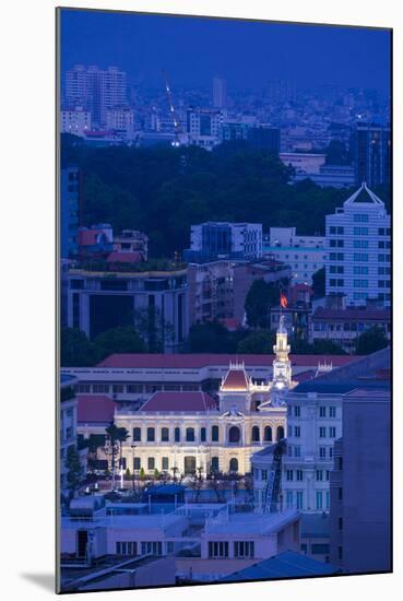 Vietnam, Ho Chi Minh City. People's Committee Building, Elevated City View, Dusk-Walter Bibikow-Mounted Photographic Print