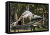 Vietnam, Ho Chi Minh City. Reunification Palace, Former South Vietnamese F-5E Fighter Plane-Walter Bibikow-Framed Stretched Canvas