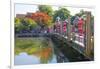 Vietnam. Hoi An bridge over the river with reflections and silk lamps.-Tom Norring-Framed Photographic Print