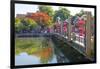 Vietnam. Hoi An bridge over the river with reflections and silk lamps.-Tom Norring-Framed Photographic Print