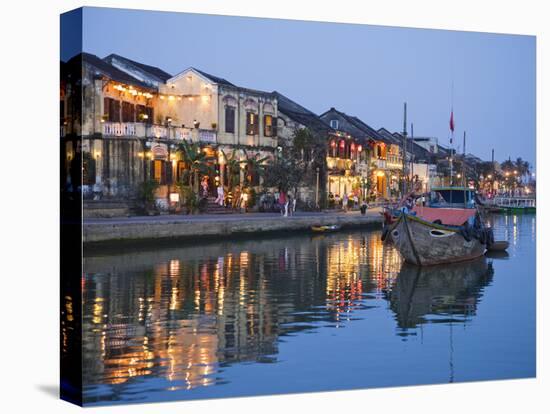 Vietnam, Hoi An, Evening View of Town Skyline and Hoai River-Steve Vidler-Stretched Canvas