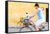 Vietnam, Hoi An. Local People on Bicycle in the Streets of the Town-Matteo Colombo-Framed Stretched Canvas