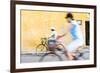 Vietnam, Hoi An. Local People on Bicycle in the Streets of the Town-Matteo Colombo-Framed Photographic Print