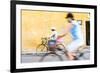 Vietnam, Hoi An. Local People on Bicycle in the Streets of the Town-Matteo Colombo-Framed Photographic Print