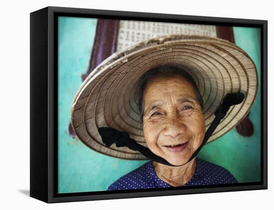 Vietnam, Hoi An, Portrait of Elderly Woman-Steve Vidler-Framed Stretched Canvas