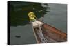 Vietnam, Hoi An, Quang Nam. Traditional Boat with Flowers on the Bow-Kevin Oke-Stretched Canvas