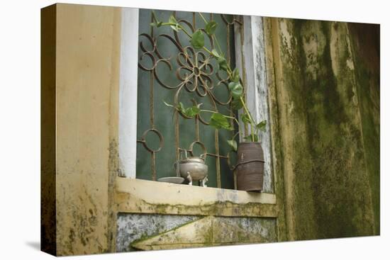 Vietnam, Hoi An, Quang Nam. Window at Quan Congs Temple-Kevin Oke-Stretched Canvas