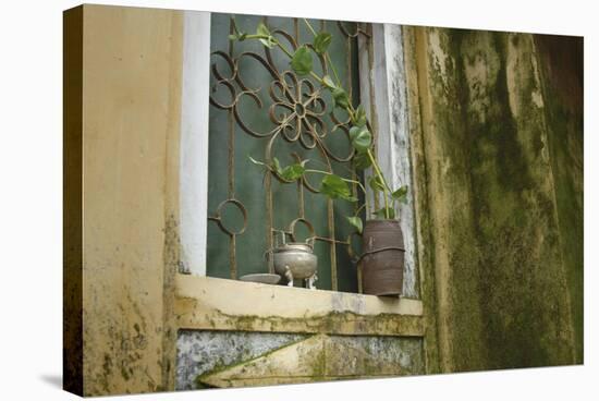 Vietnam, Hoi An, Quang Nam. Window at Quan Congs Temple-Kevin Oke-Stretched Canvas